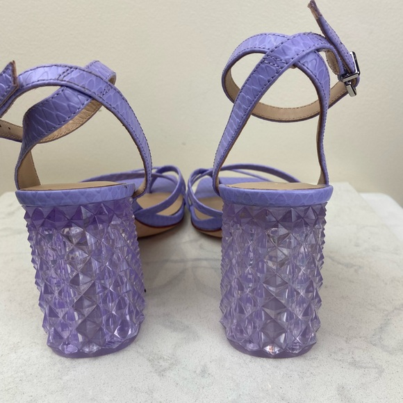 Antonio Melani Katona Snake Print Clear Heel Ankle Strap Block Heels - Picture 11 of 14